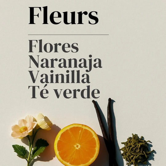 Fleurs: Flores, naranja, vainilla y té verde - fragancia natural para decoración de interiores